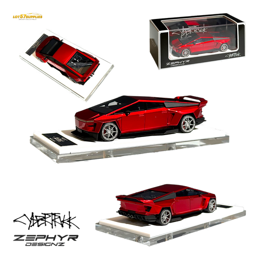 Error404 Tesla Cybertruck Custom Widebody Lowered - Metallic Red 1:64