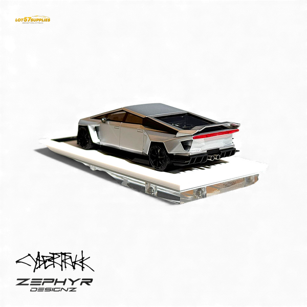 Error404 Tesla Cybertruck Custom Widebody Lowered - Silver 1:64