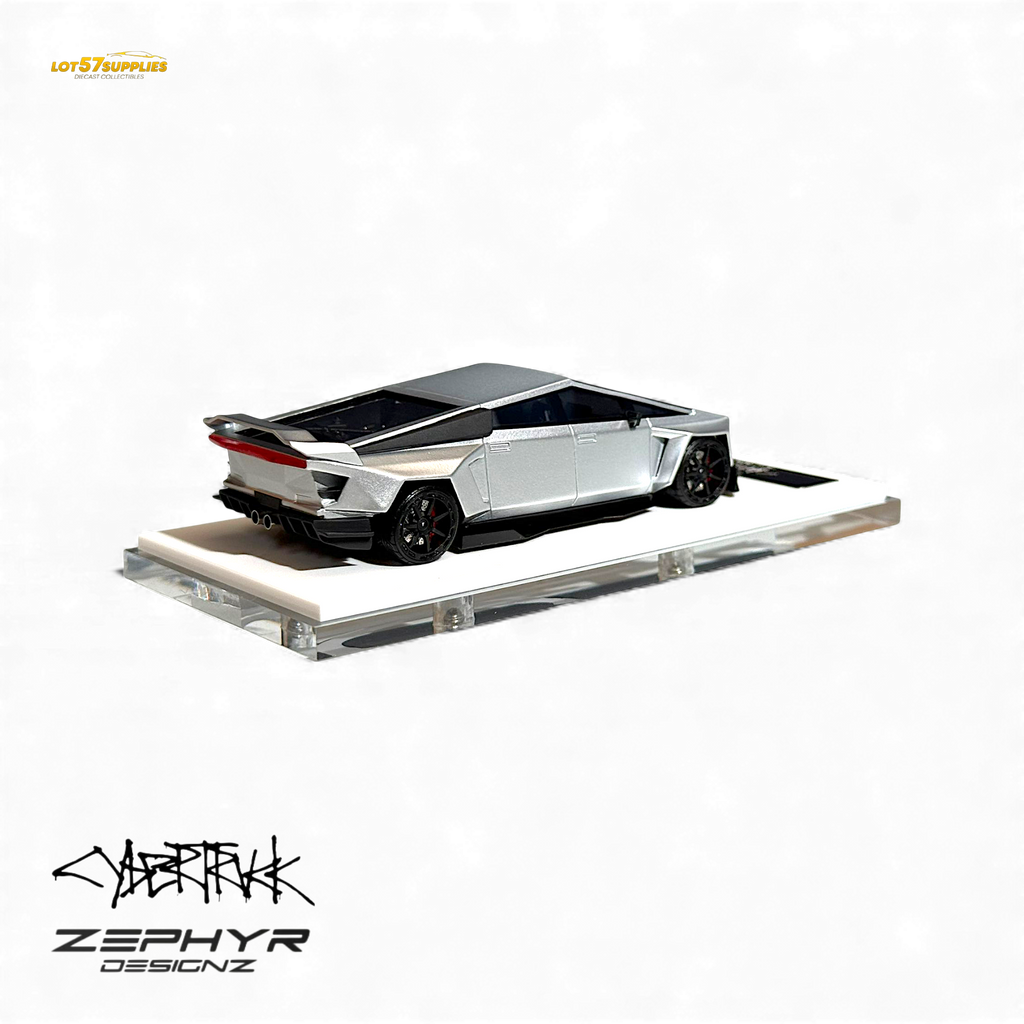 Error404 Tesla Cybertruck Custom Widebody Lowered - Silver 1:64