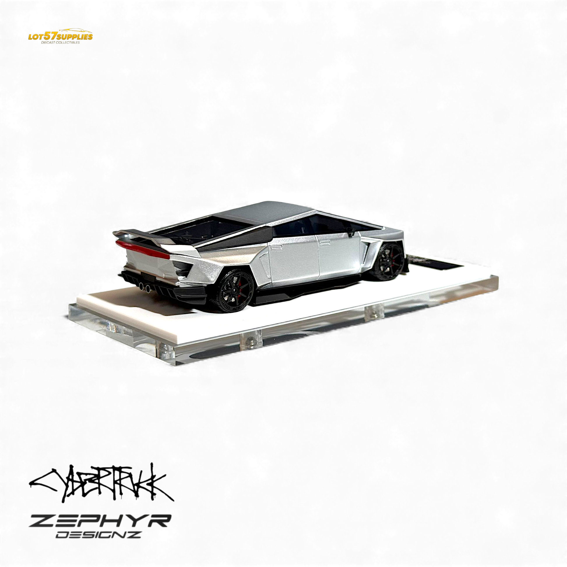 Error404 Tesla Cybertruck Custom Widebody Lowered - Silver 1:64