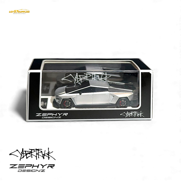 Error404 Tesla Cybertruck Custom Widebody Lowered - Silver 1:64