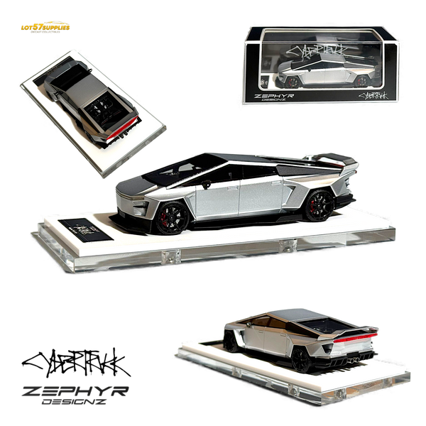 Error404 Tesla Cybertruck Custom Widebody Lowered - Silver 1:64
