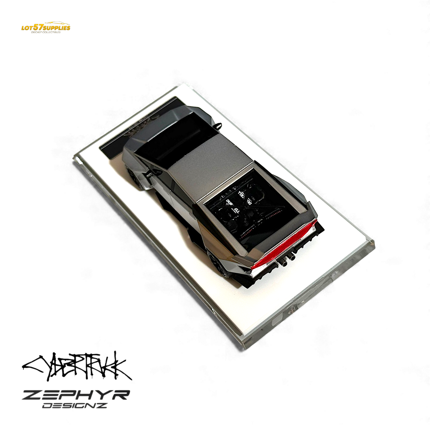 Error404 Tesla Cybertruck Custom Widebody Lowered - Silver 1:64