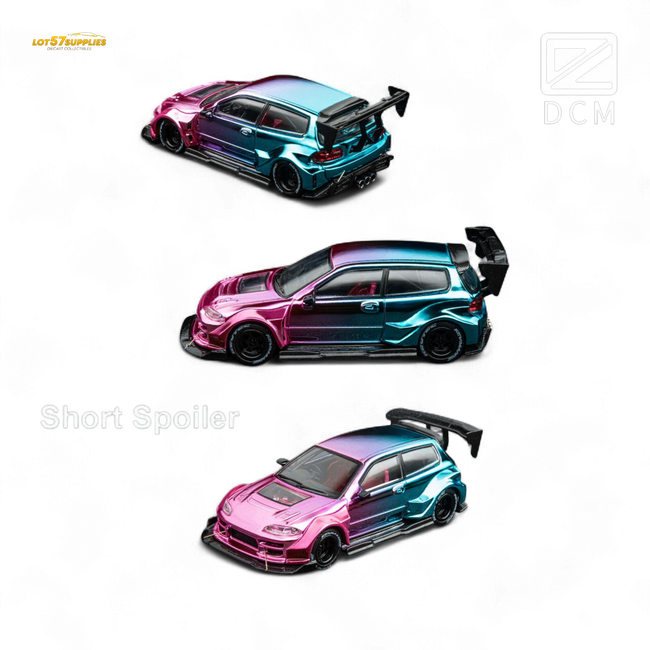 DCM Kevmannz 1996 EG6 Hatchback Wide Body - Dazzling Colorful Short Spoiler 1:64 - Collectors World Toys Hover Image