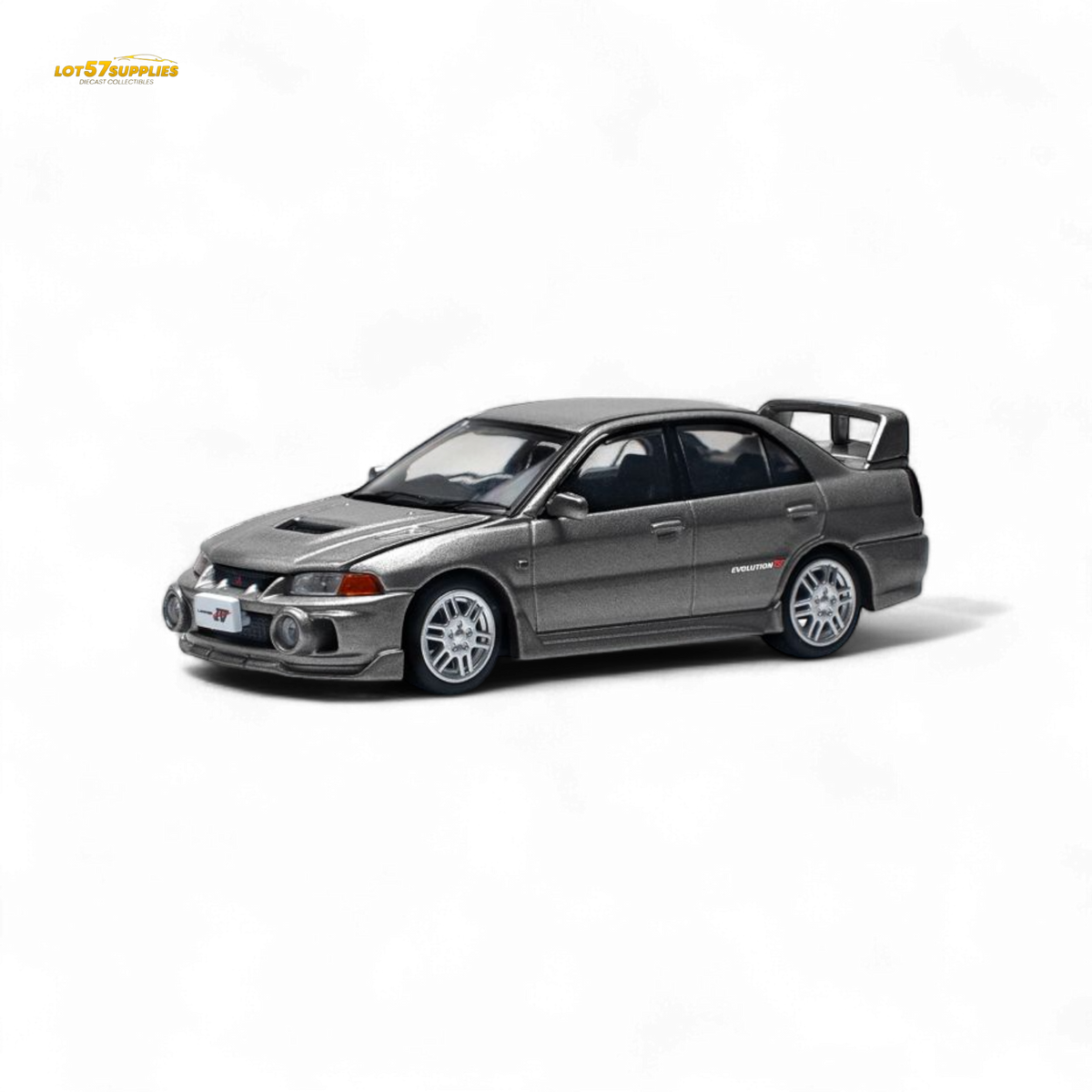 (Pre-Order) poprace MITSUBISHI LANCER EVOLUTION IV - DARK GREY 1/64 - Collectors World Toys