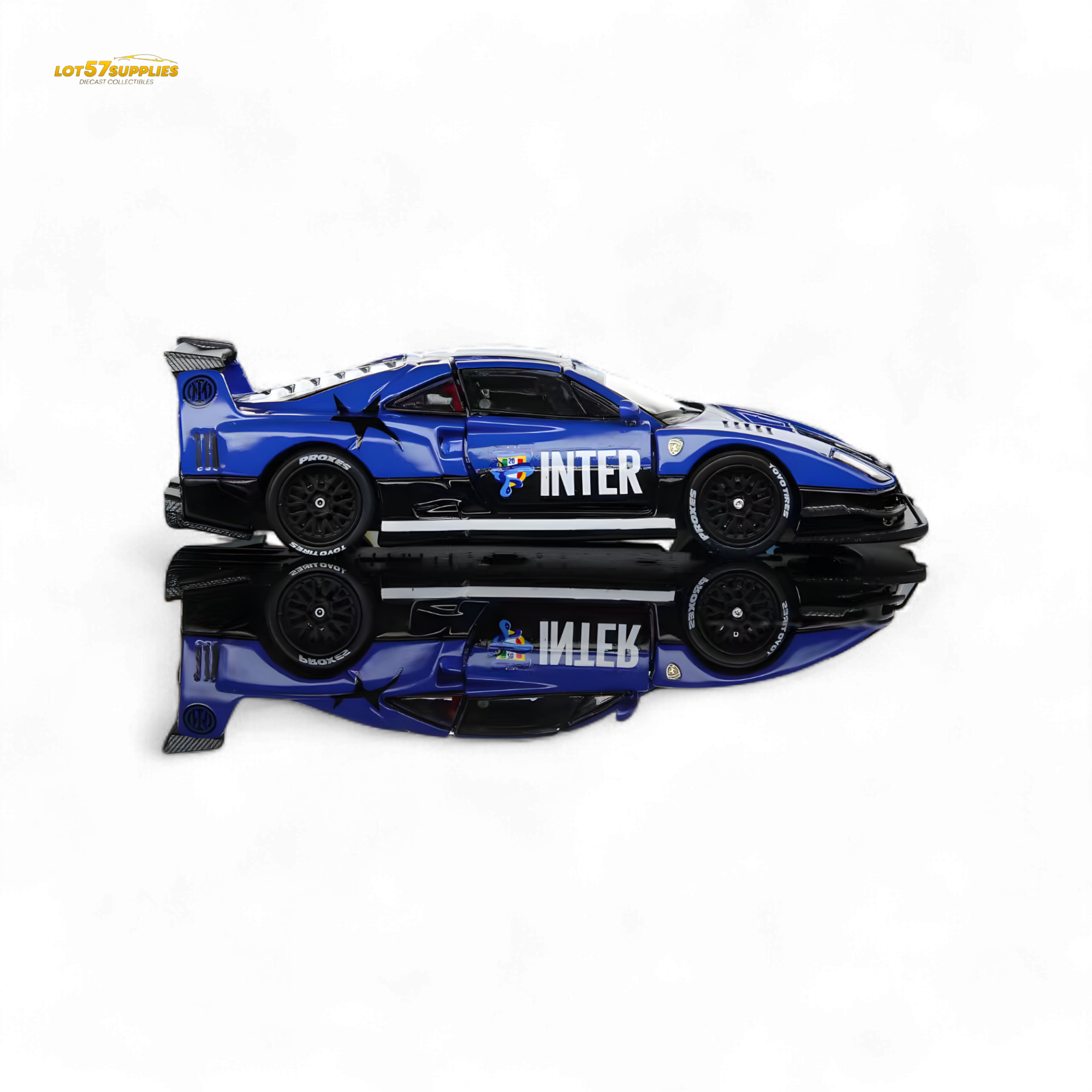 (Pre-Order) Demon King Auto F40 LB-Works Wide-Body Gull Wing Gate Modified - Inter Milan Livery 1:64 - Collectors World Toys