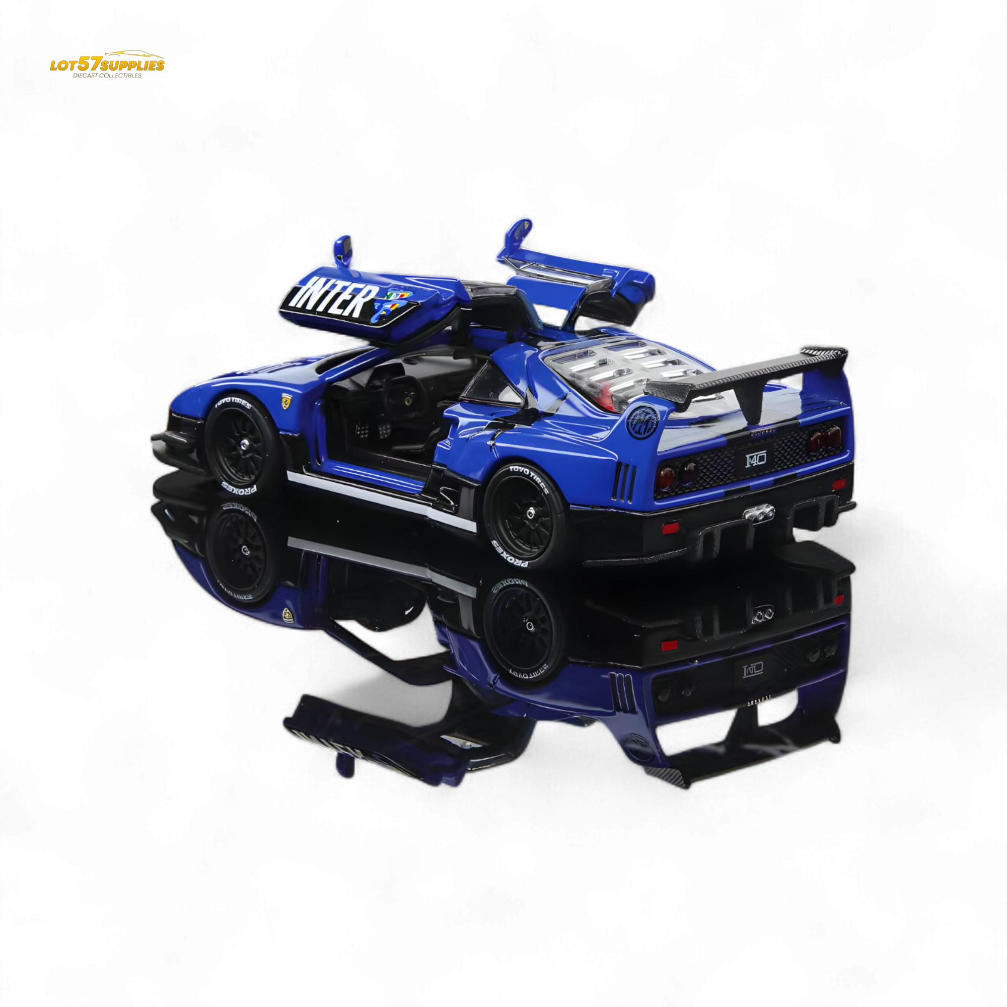 (Pre-Order) Demon King Auto F40 LB-Works Wide-Body Gull Wing Gate Modified - Inter Milan Livery 1:64 - Collectors World Toys