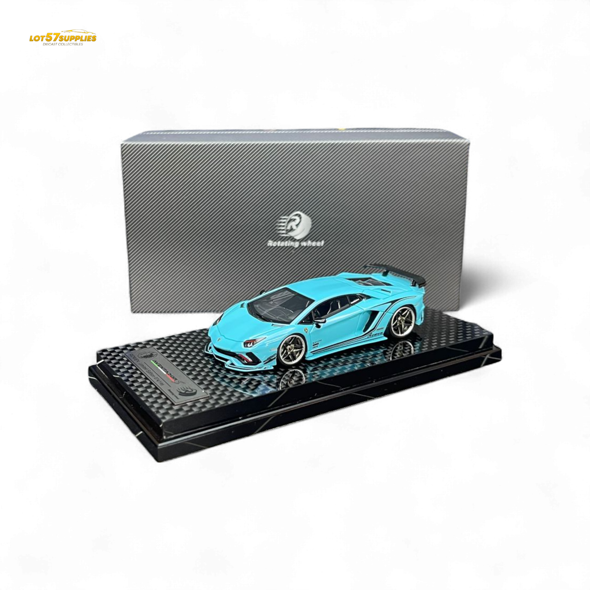 Rotating Wheel Rowen Aventador S - Pearl Blue 1/64 Main image