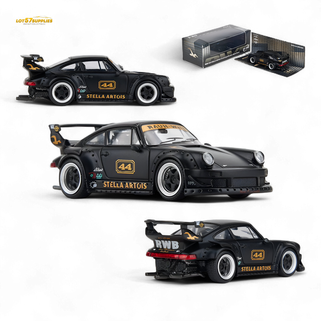 (Pre-Order) Model Model Porsche RWB 993 - Stella Artois #44 Matte Black 1:64
