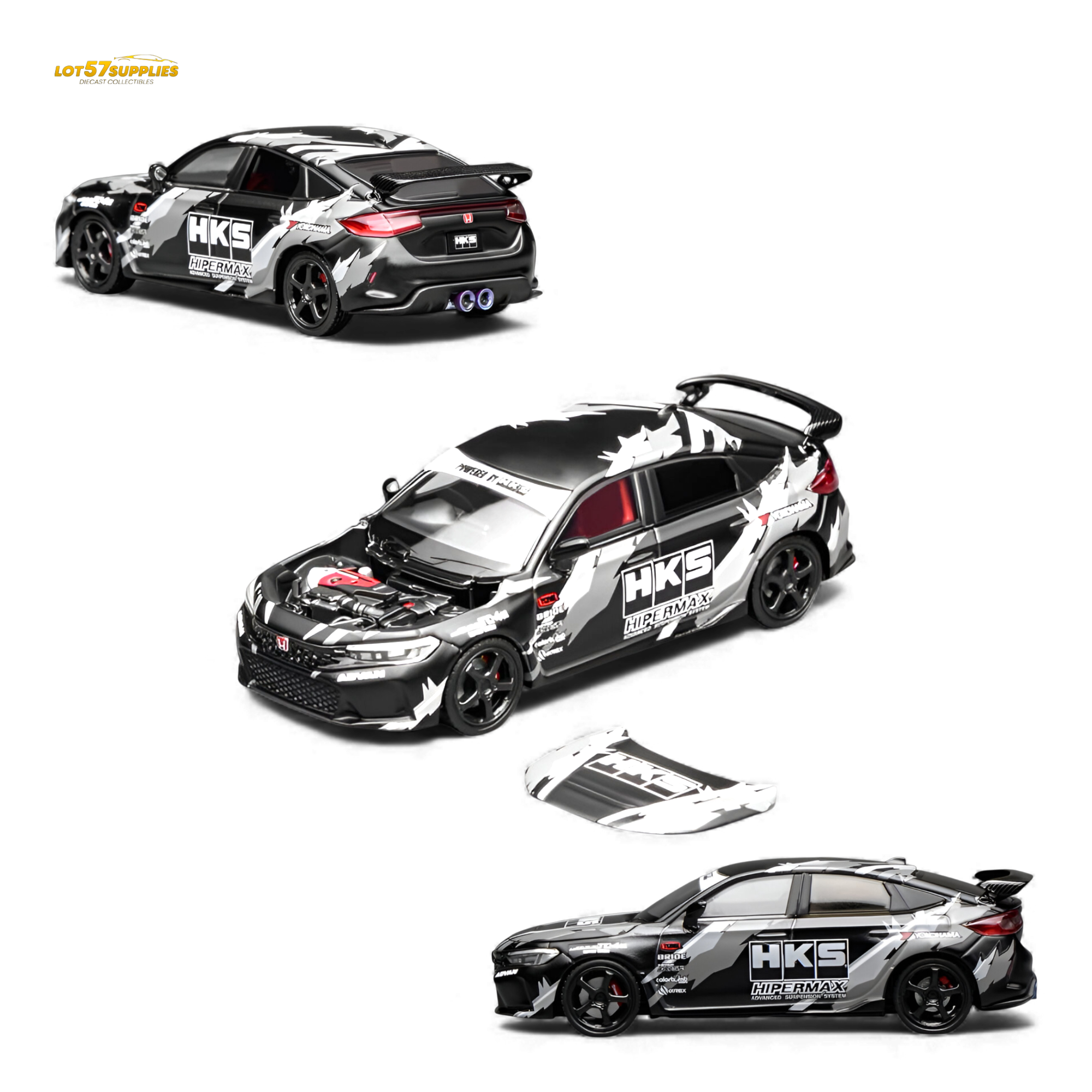 (Pre-Order) Motorhelix Civic Type R (FL5) - Black HKS 1:64 Main image