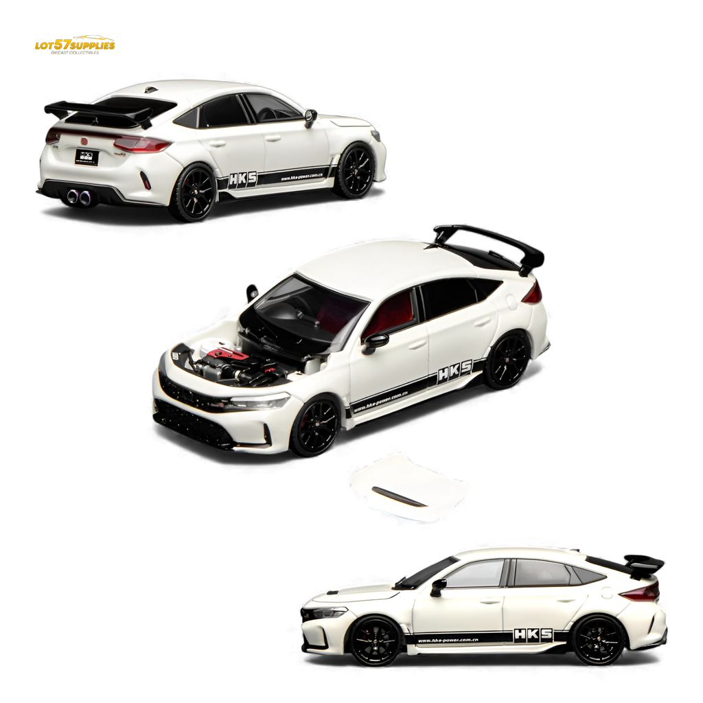 (Pre-Order) Motorhelix Civic Type R FL5 - HKS White 1:64