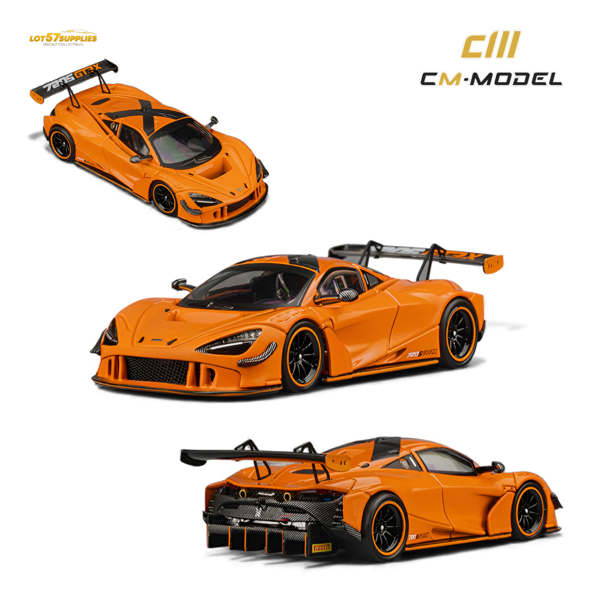 (Pre-Order) CM Model McLaren 720SGT3X - Papaya Orange 1:64