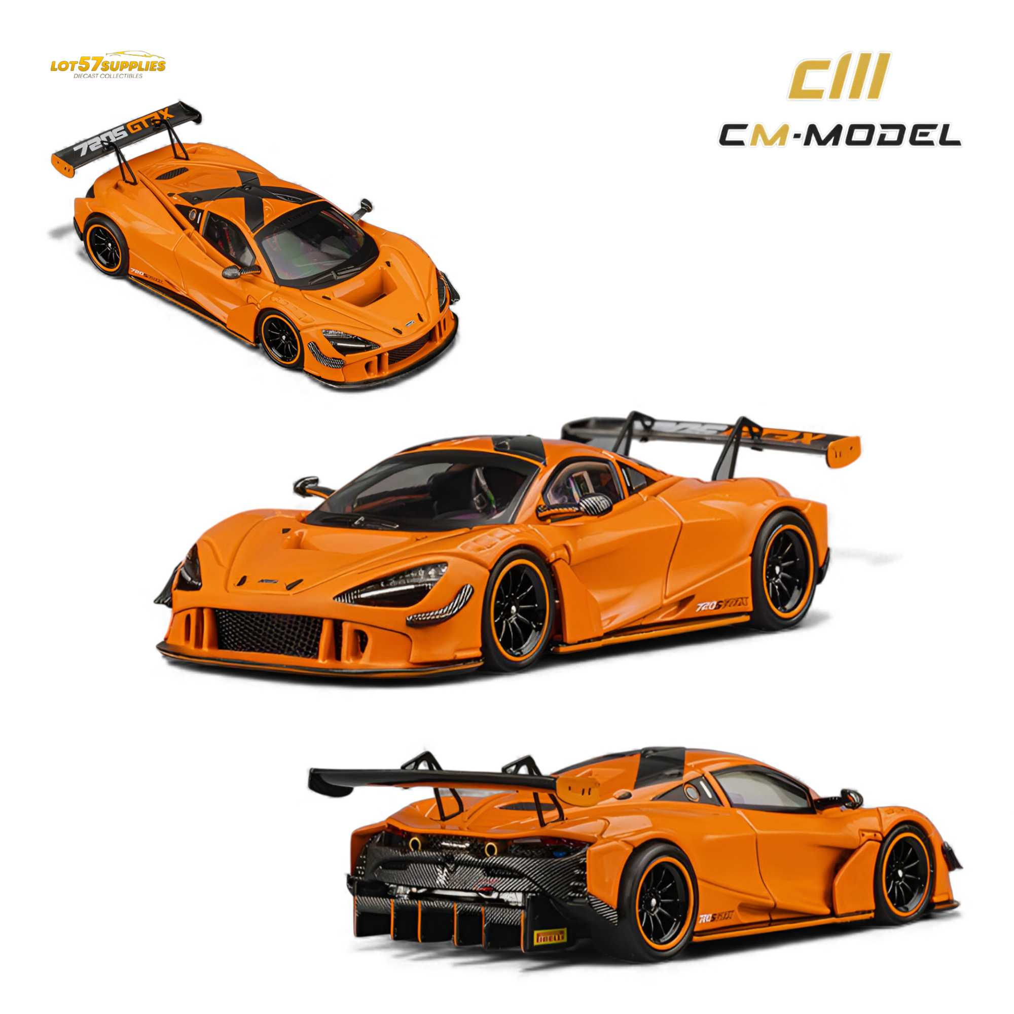 (Pre-Order) CM Model McLaren 720SGT3X - Papaya Orange 1:64