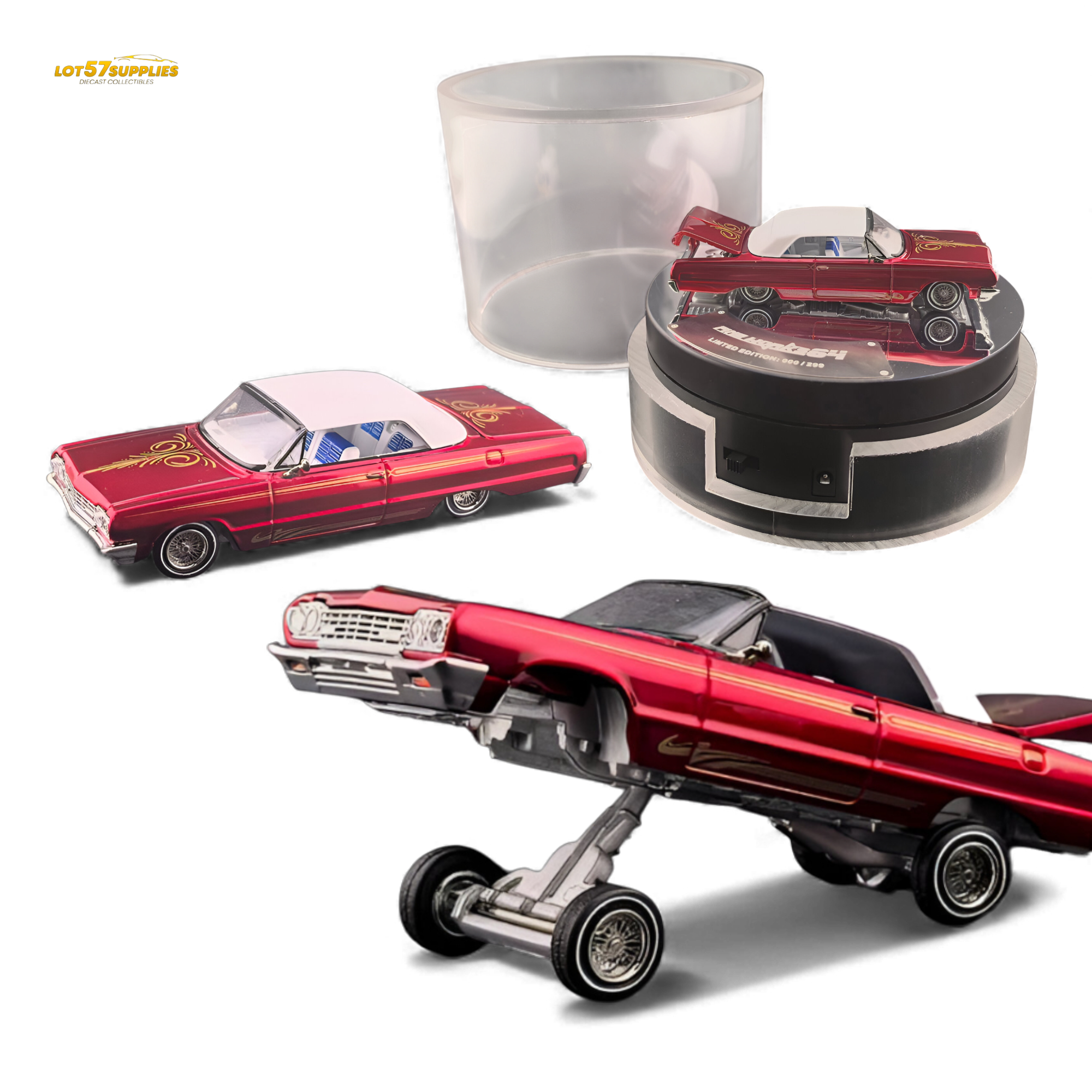 (Pre-Order) Fine Works64 Chevrolet Impala - Transparent Red Luxury - 1:64