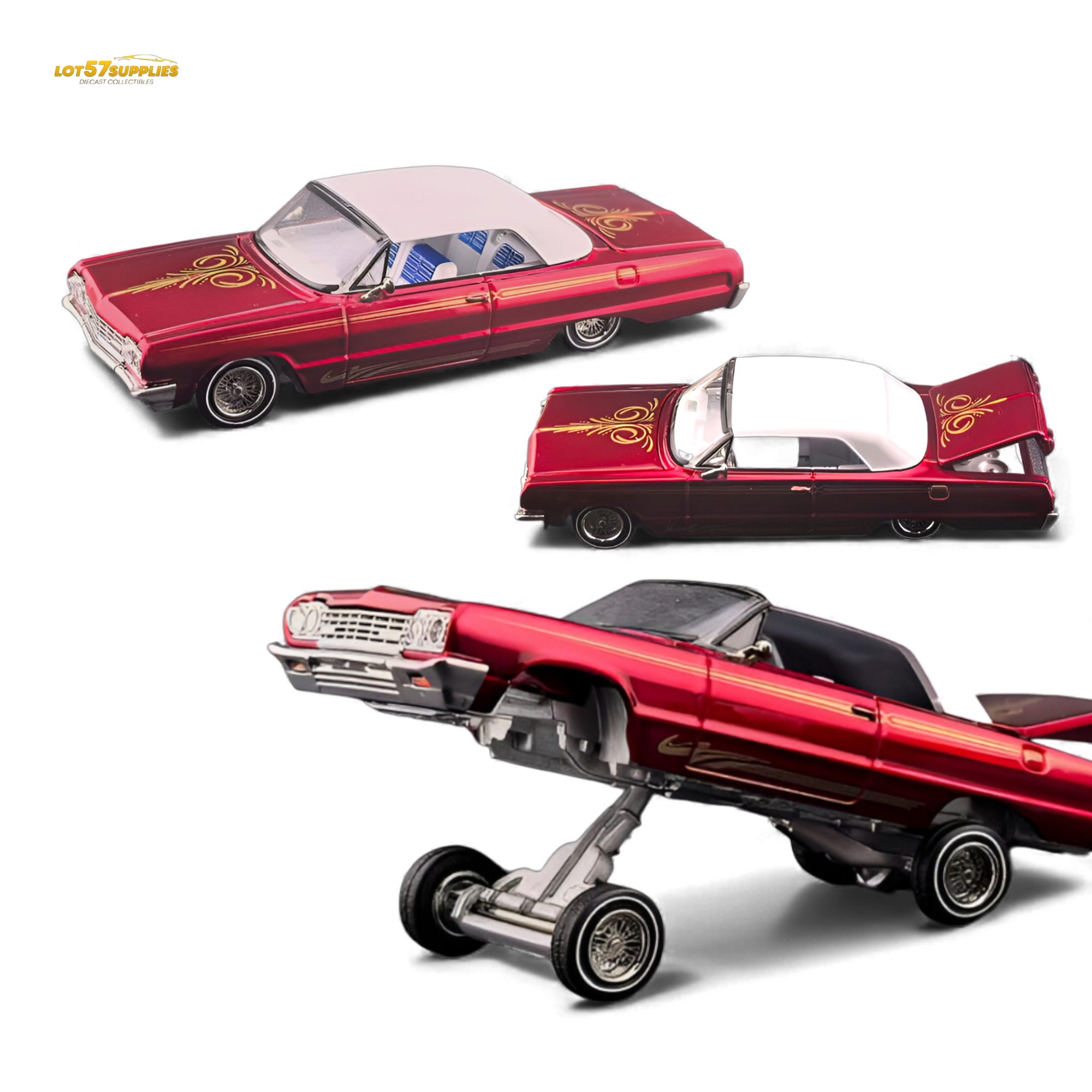 (Pre-Order) Fine Works64 Chevrolet Impala - Transparent Red Ordinary - 1:64 Main image