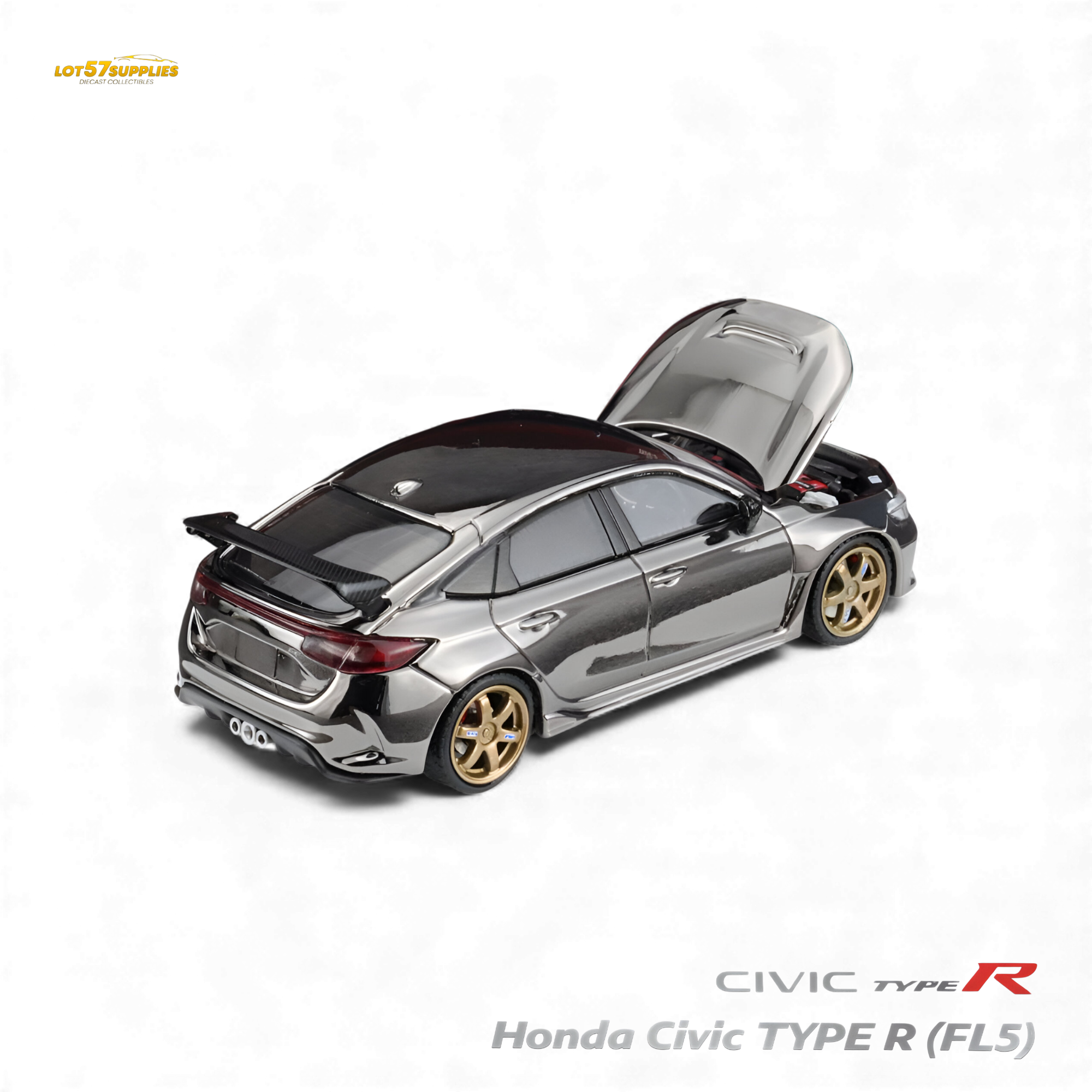 (Pre-Order) MH Honda Civic Type R FL5 - Chrome Gun Black 1:64