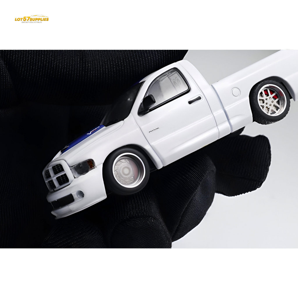 (Pre-Order) GCD Dodge RAM SRT-10 - White Blue Stripe (LHD) 1:64
