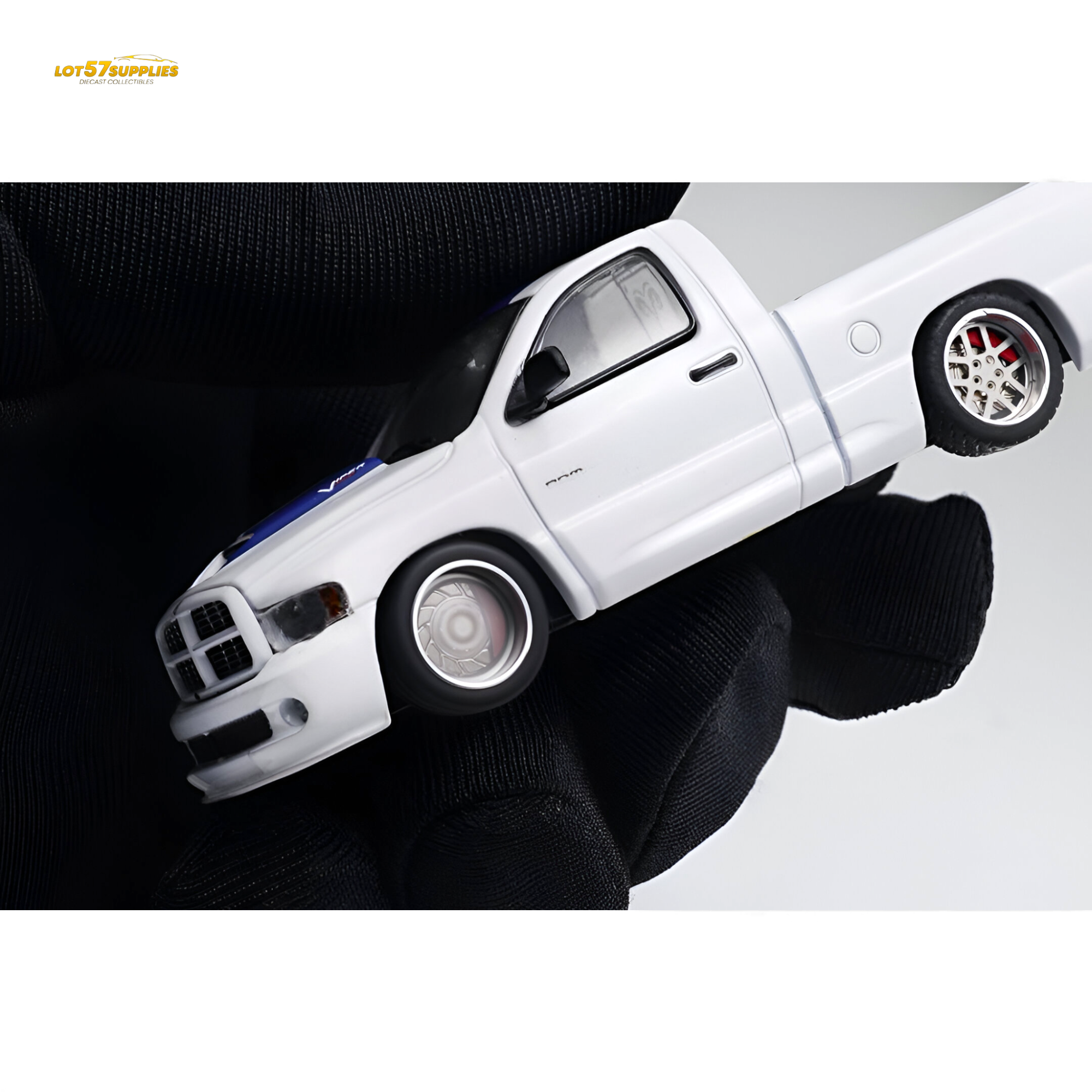 (Pre-Order) GCD Dodge RAM SRT-10 - White Blue Stripe (LHD) 1:64