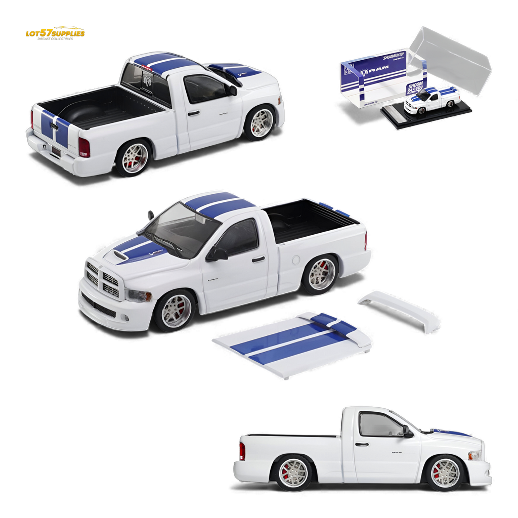 (Pre-Order) GCD Dodge RAM SRT-10 - White Blue Stripe (LHD) 1:64