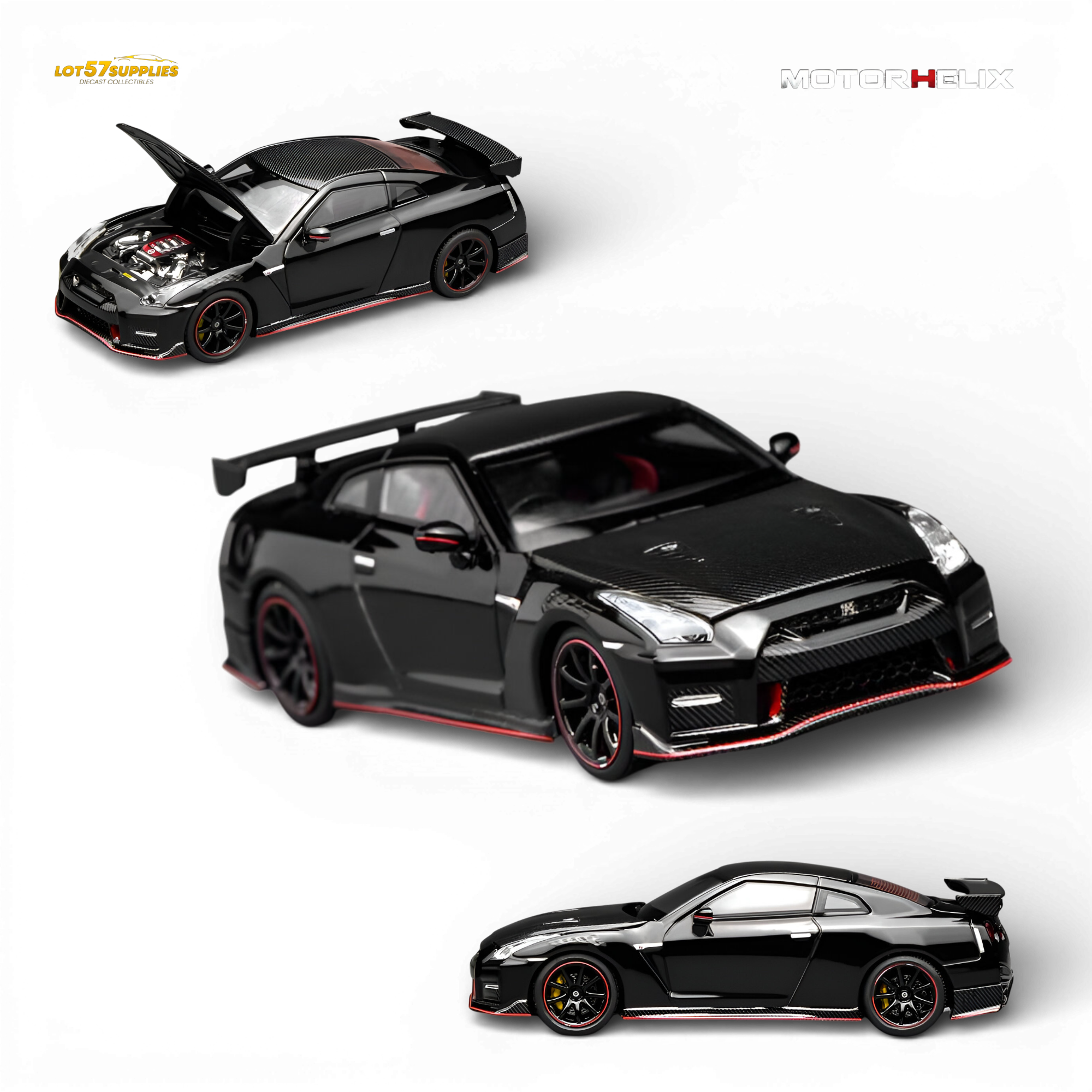 (Pre-Order) Motorhelix Nissan GT-R NISMO R35 Special Edition 2022 - Meteor Black Flake Pearl 1:64 Main image