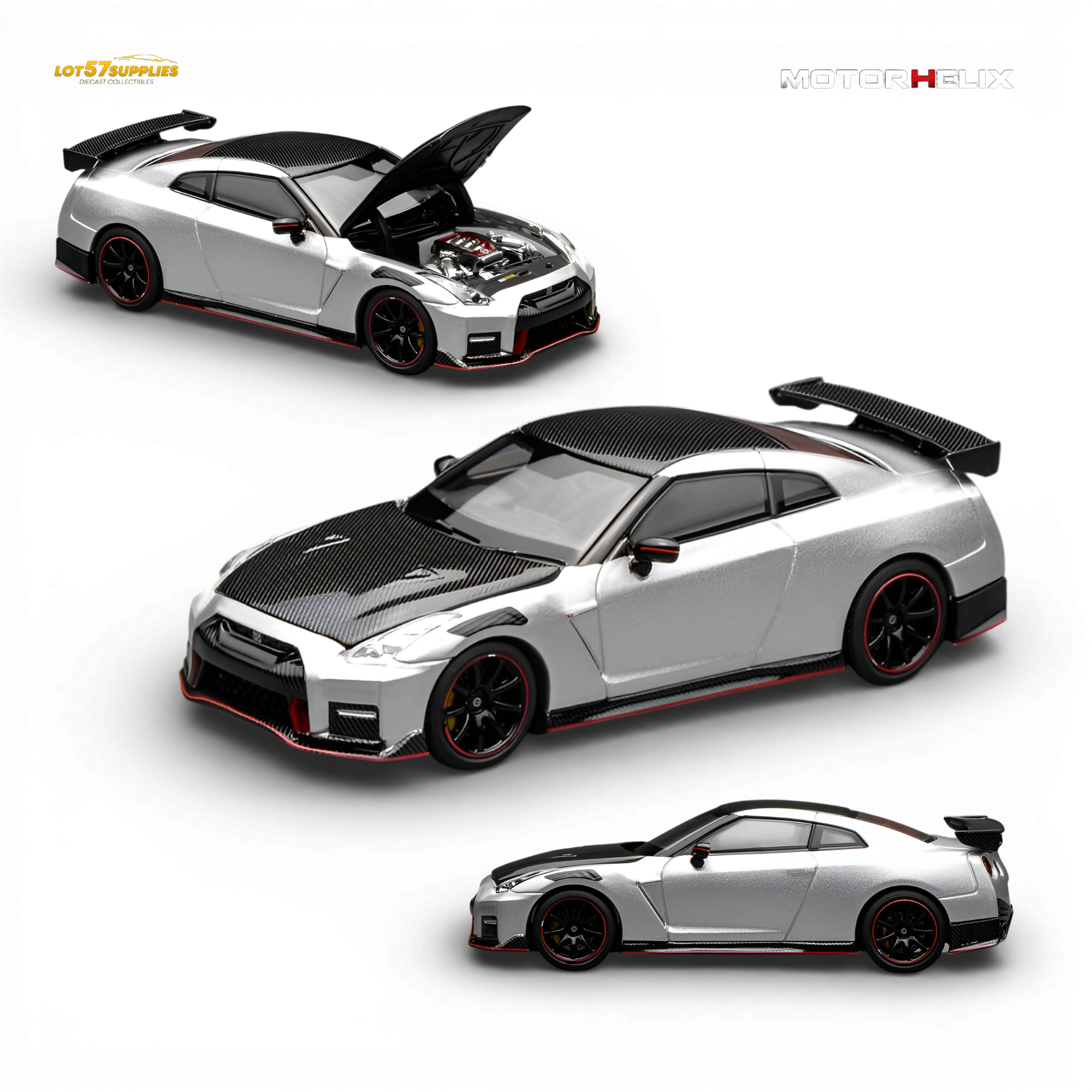 (Pre-Order) Motorhelix Nissan GT-R NISMO R35 Special Edition 2022 - Ultimate Metal Silver 1:64 Main image