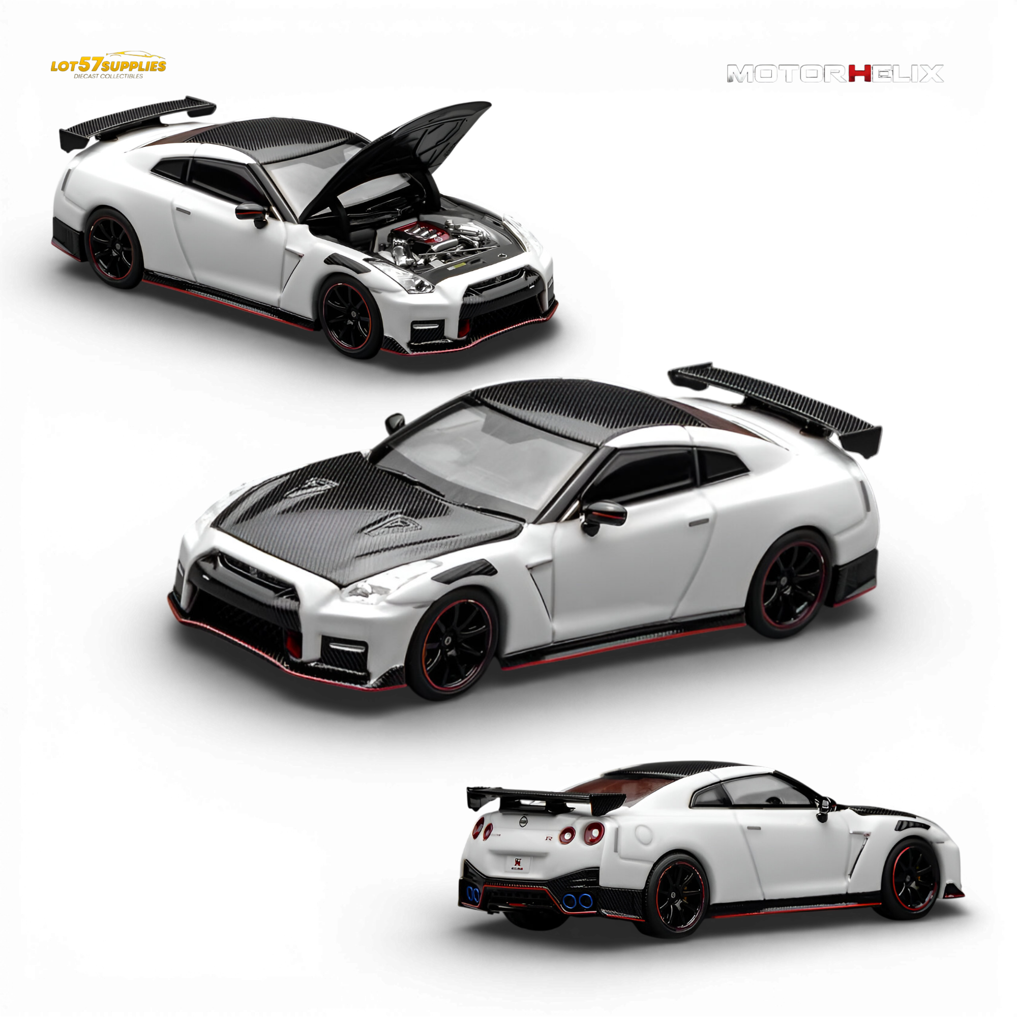 (Pre-Order) Motorhelix Nissan GT-R NISMO R35 Special Edition 2022 - Brilliant White Pearl 1:64 Main image