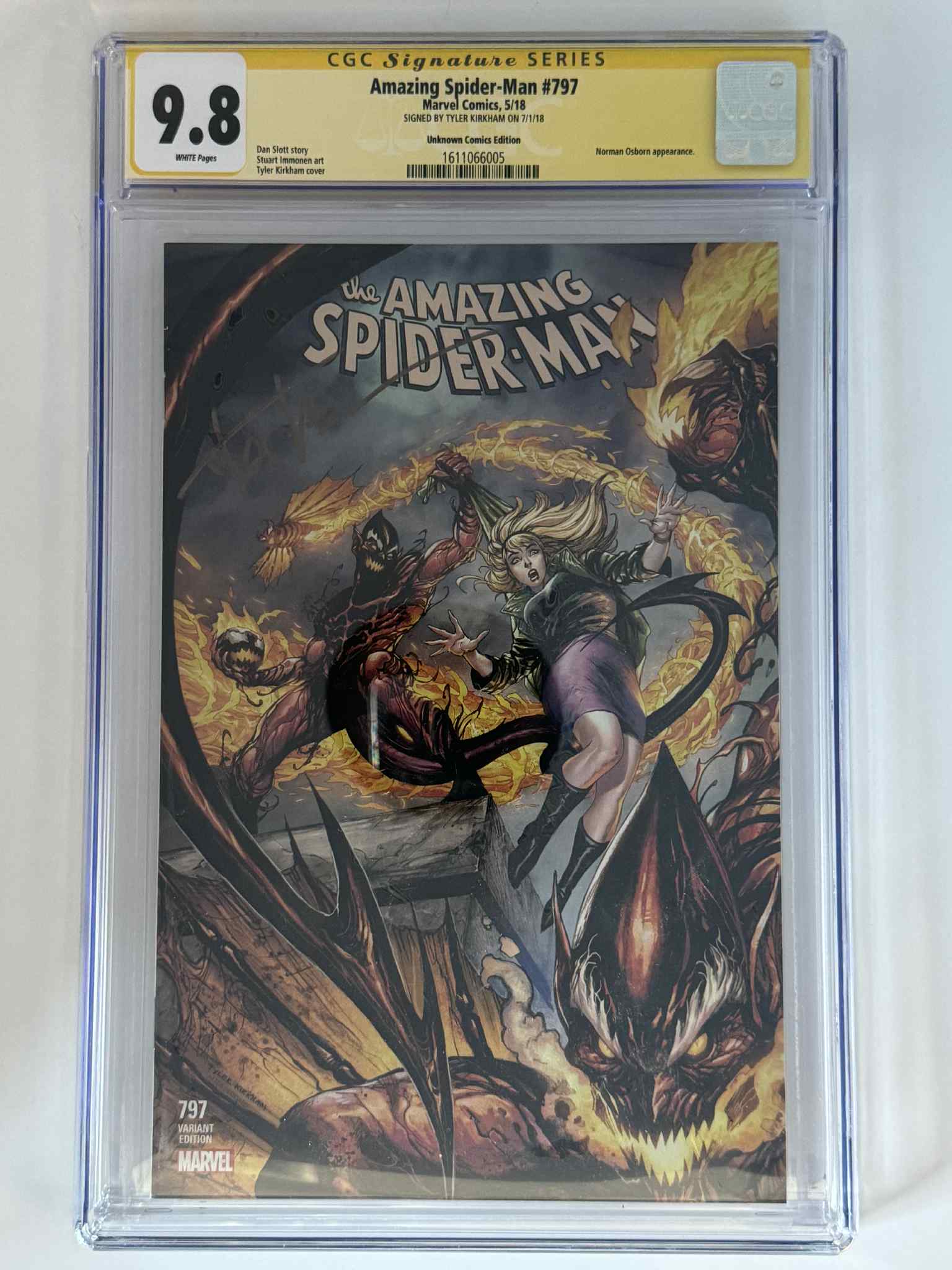 [Signed by Tyler Kirkham] Amazing Spider-Man #797 CGC 9.8 Yellow Label Exclusive Var Main image