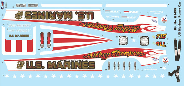 1/16 Mickey Thompson Marines Funny Car Plastic Model Kit