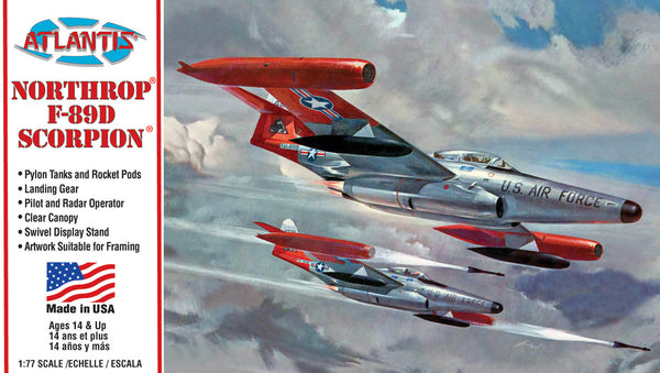 1:77 Northrop F-89D Scorpion United States Air Force (USAF) with Swivel Stand Plastic Model Kit