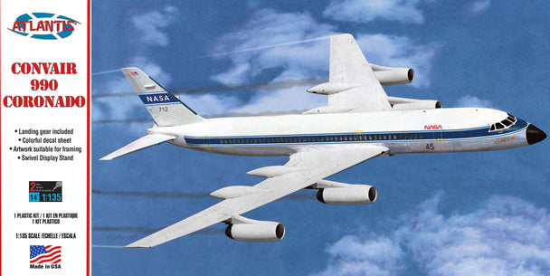 1:135 Convair 990 Coronado Jet Airliner with Swivel Stand Plastic Model Kit