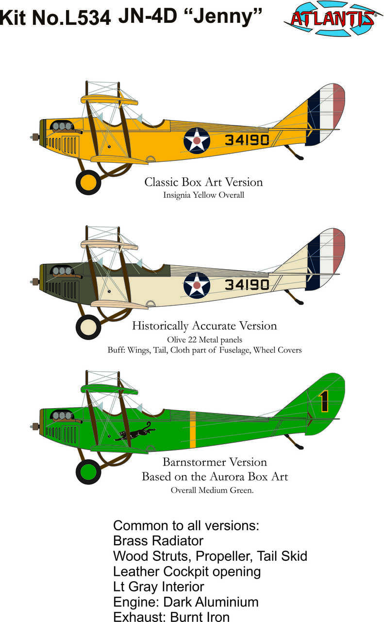 1:48 Curtiss Aeroplane and Motor Company Curtiss JN "Jenny" JN-4D Airplane Plastic Model Kit