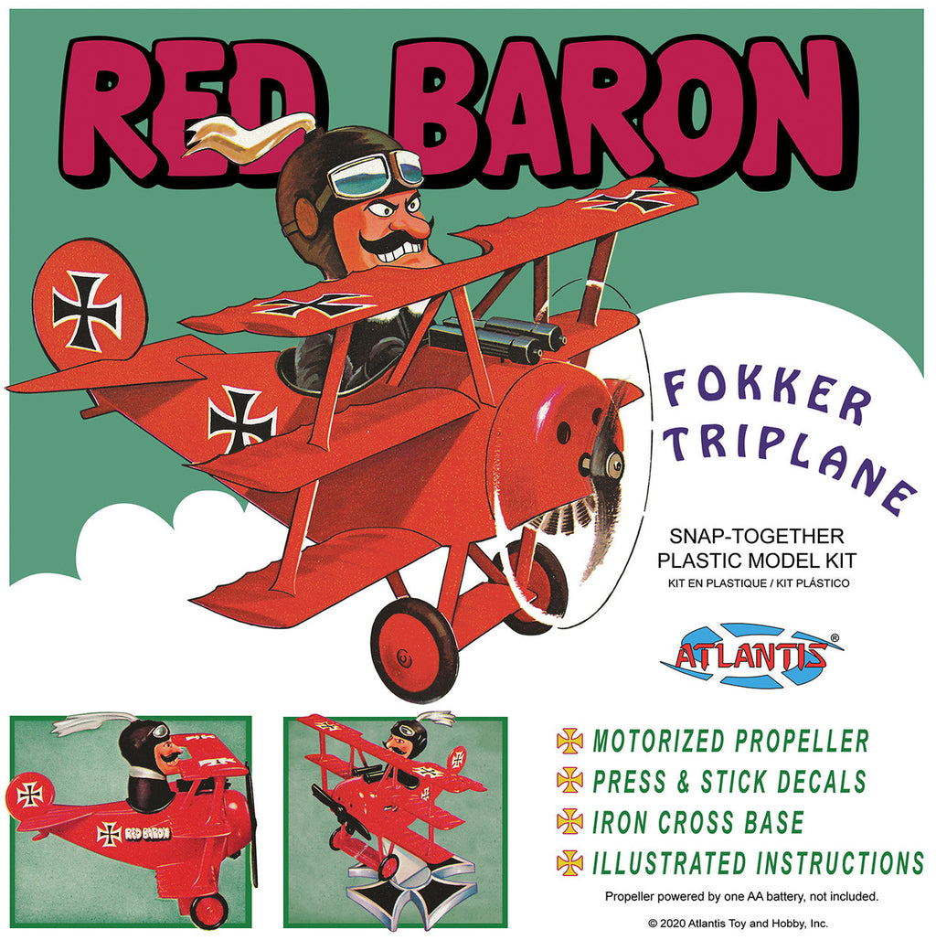 Red Baron Fokker Triplane Snap Caricature (7.5 Inches Tall) (Battery Required, Not Included) Plastic Model Kit