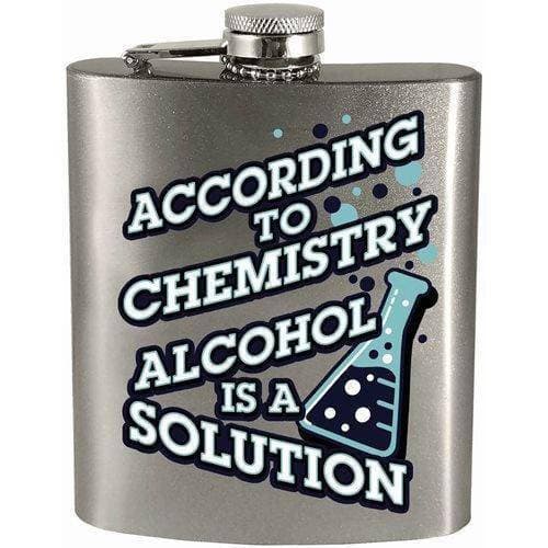According To Chemistry Alcohol is a Solution 7oz. Hip Flask Main image