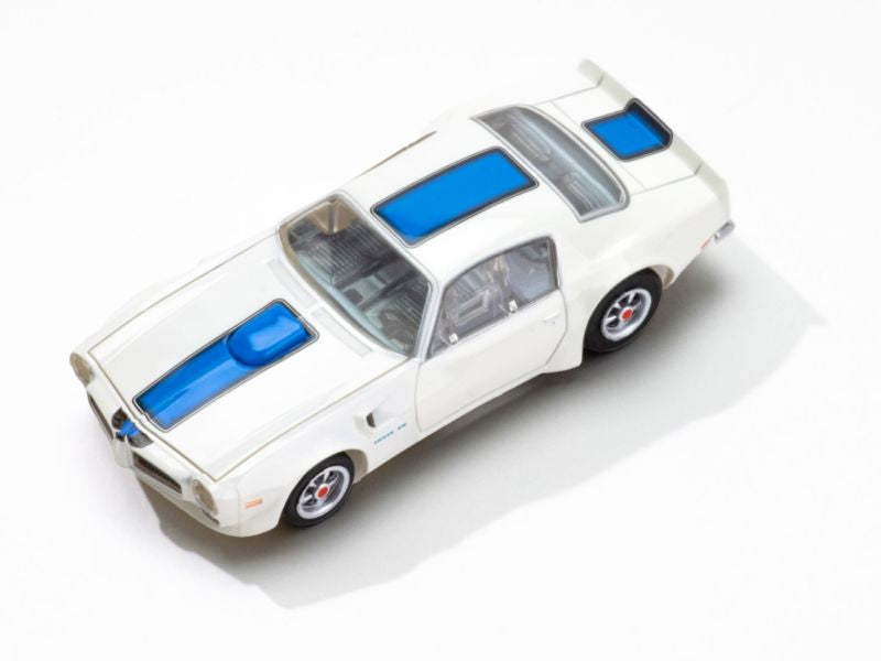 1970 Firebird TransAm, White/ Blue, HO Scale Slot Car