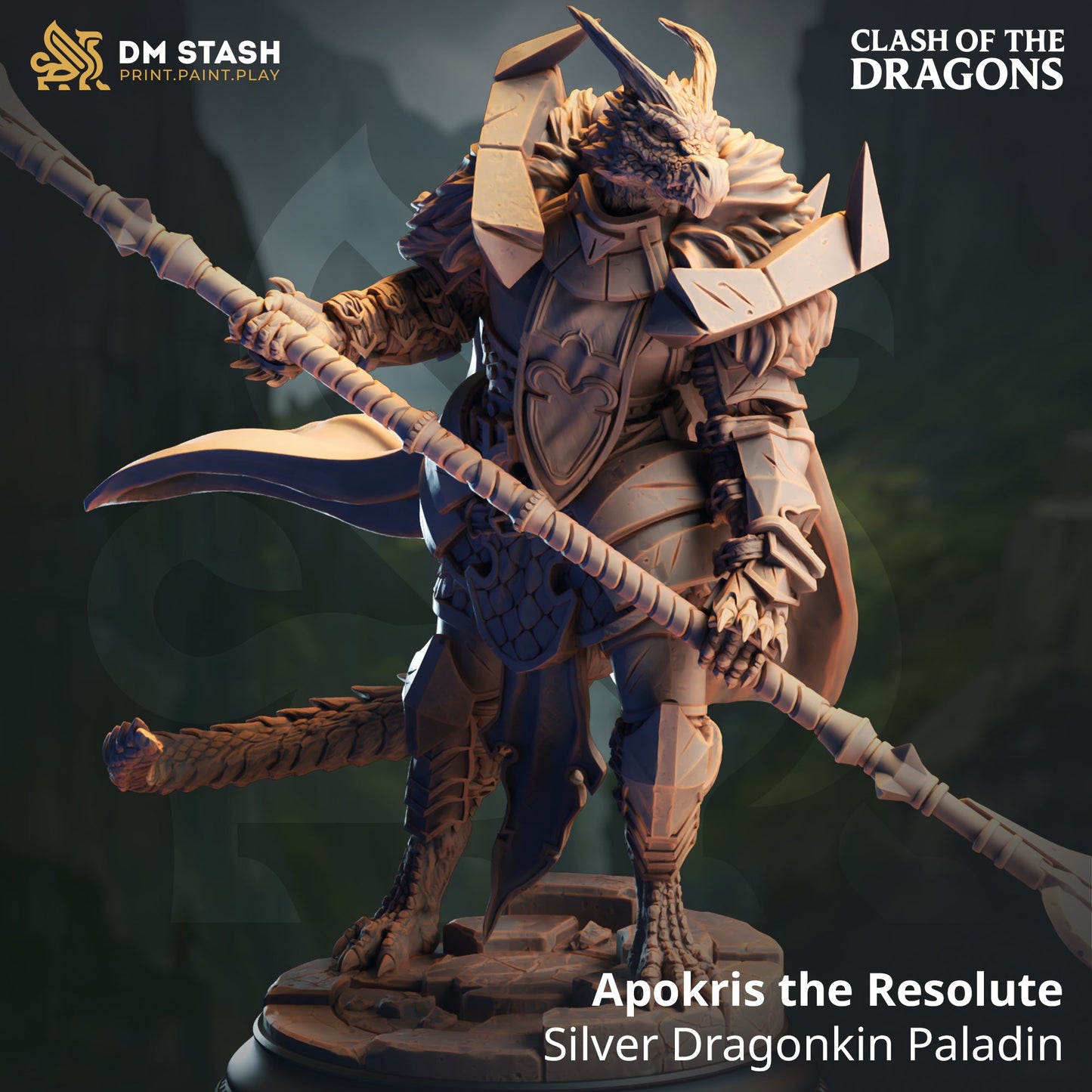 Apokris the Resolute, Silver Dragonkin Paladin (Male Dragonborn Paladin)