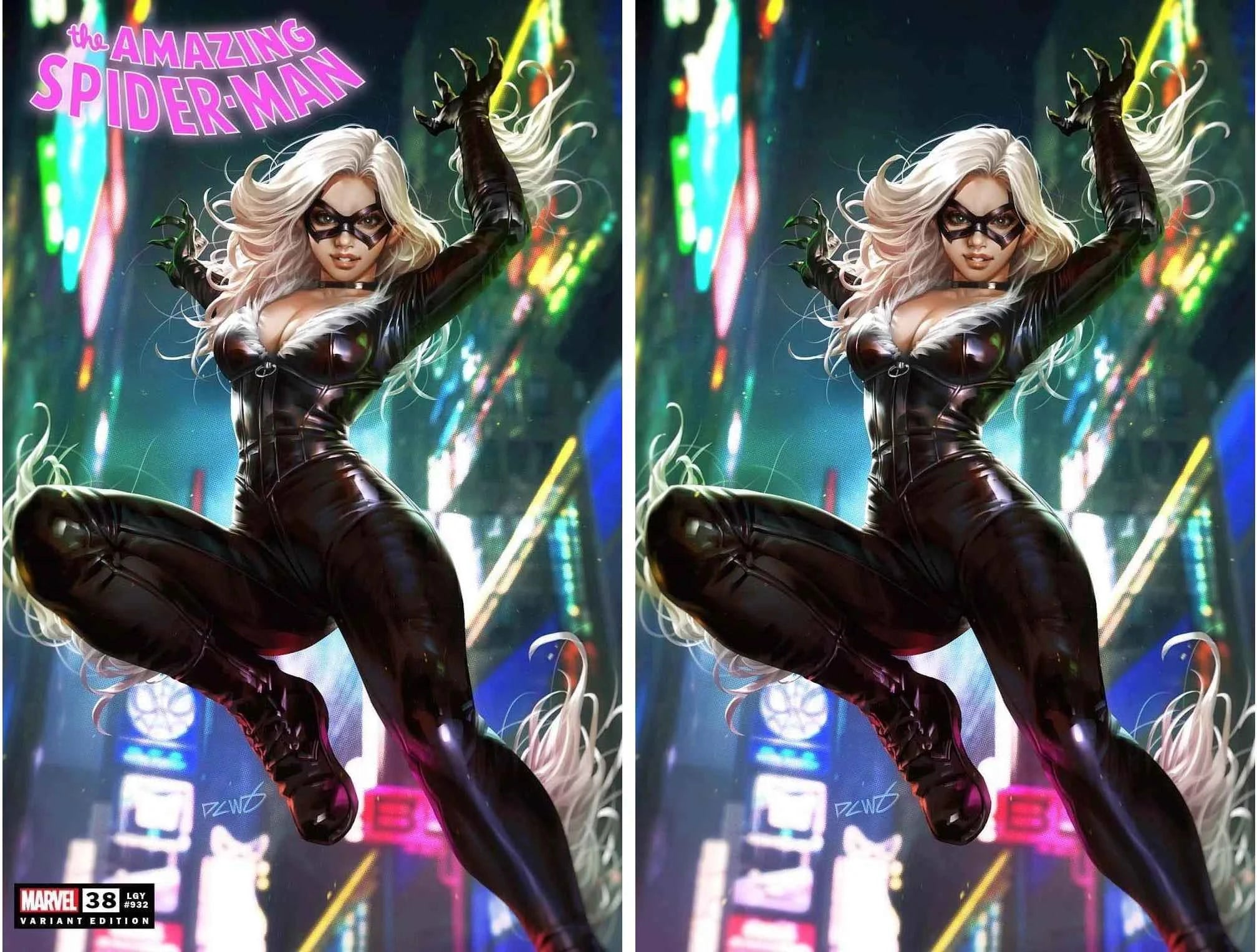 AMAZING SPIDER-MAN #38 (DERRICK CHEW EXCLUSIVE BLACK CAT TRADE/VIRGIN VARIANT SET) Main image
