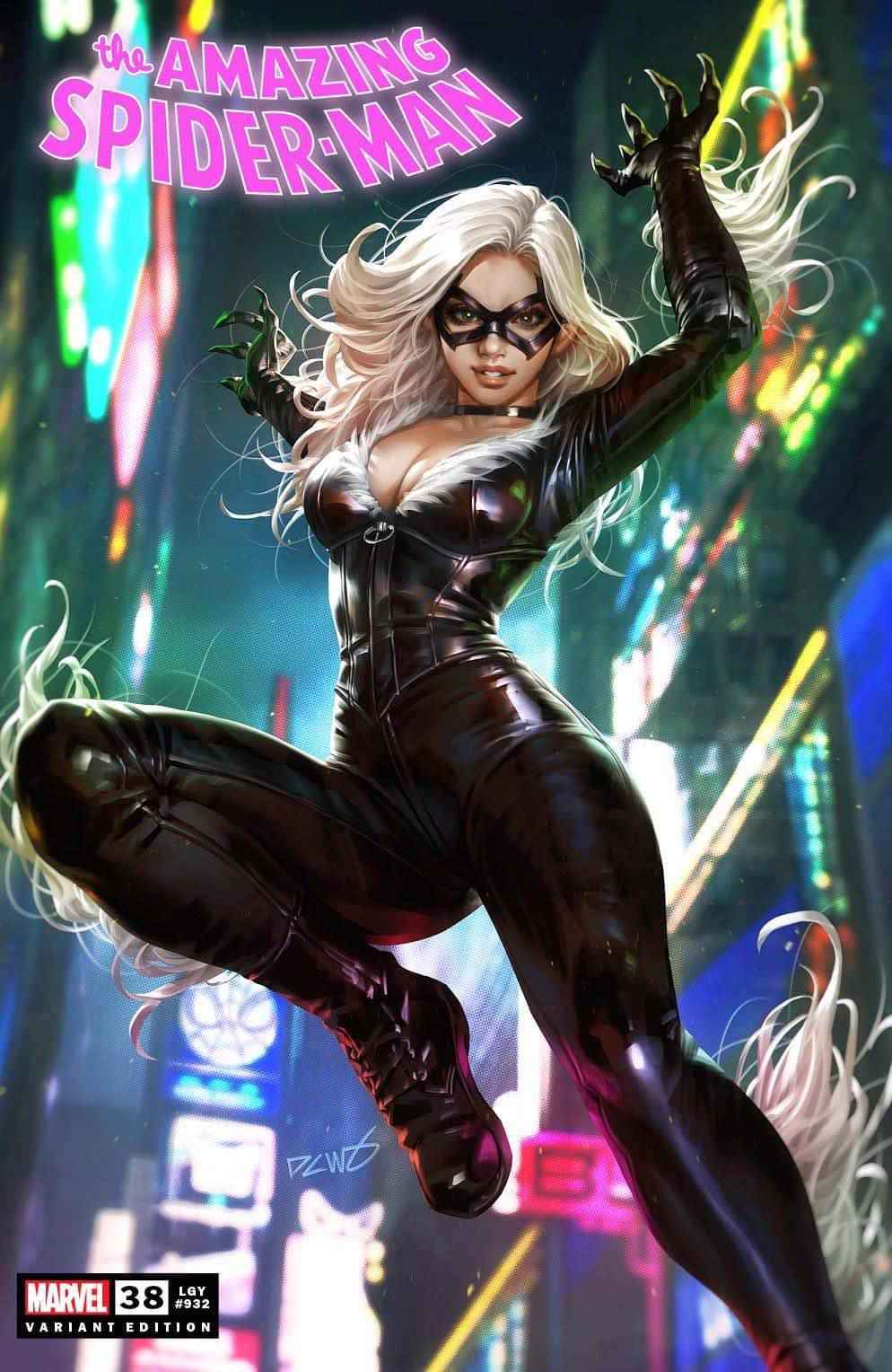 AMAZING SPIDER-MAN #38 (DERRICK CHEW EXCLUSIVE BLACK CAT TRADE/VIRGIN VARIANT SET)