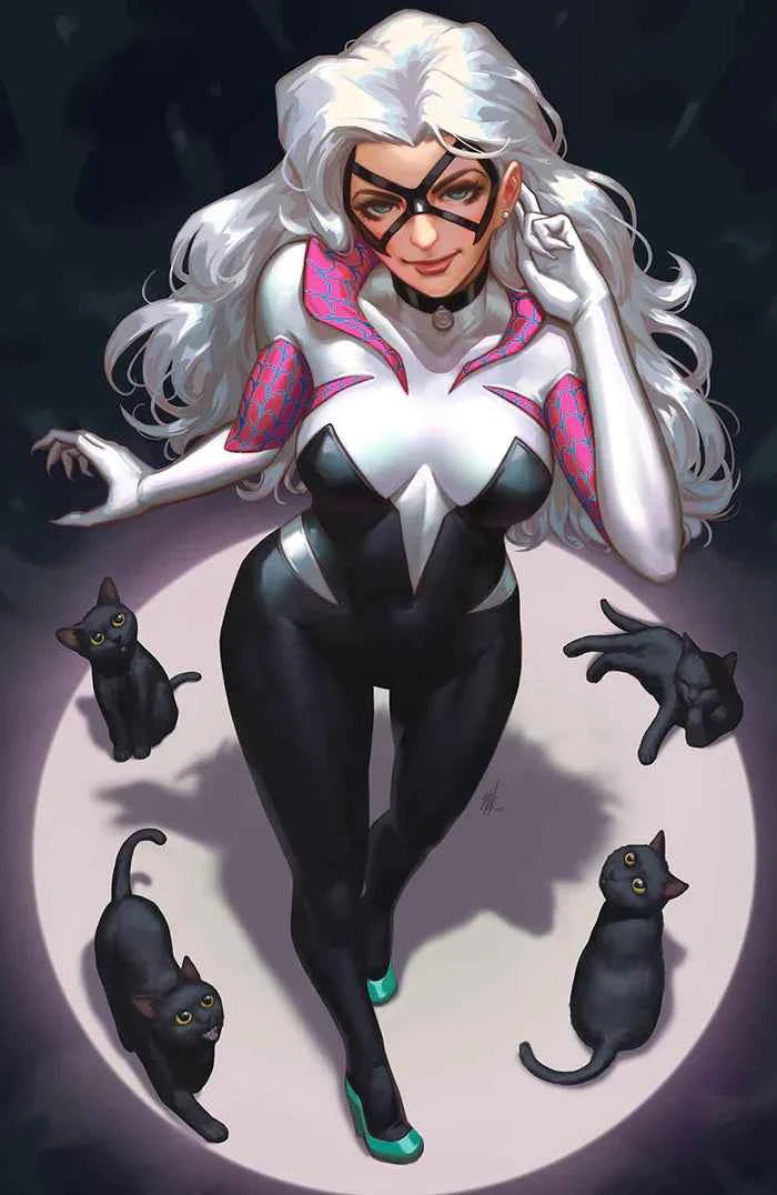 AMAZING SPIDER-MAN #48 (EJIKURE EXCLUSIVE BLACK CAT/SPIDER-GWEN MASH-UP VIRGIN VARIANT) COMIC BOOK Main image