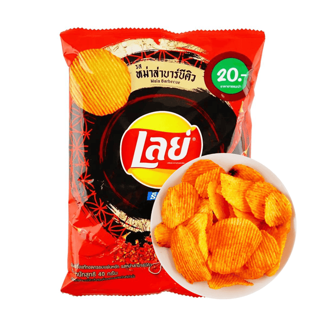 Lays Thailand 【Exclusive Thai Flavor】 Potato Chips, Spicy Mala Barbecue Flavor, 1.41 oz - Collectors World Toys Hover Image