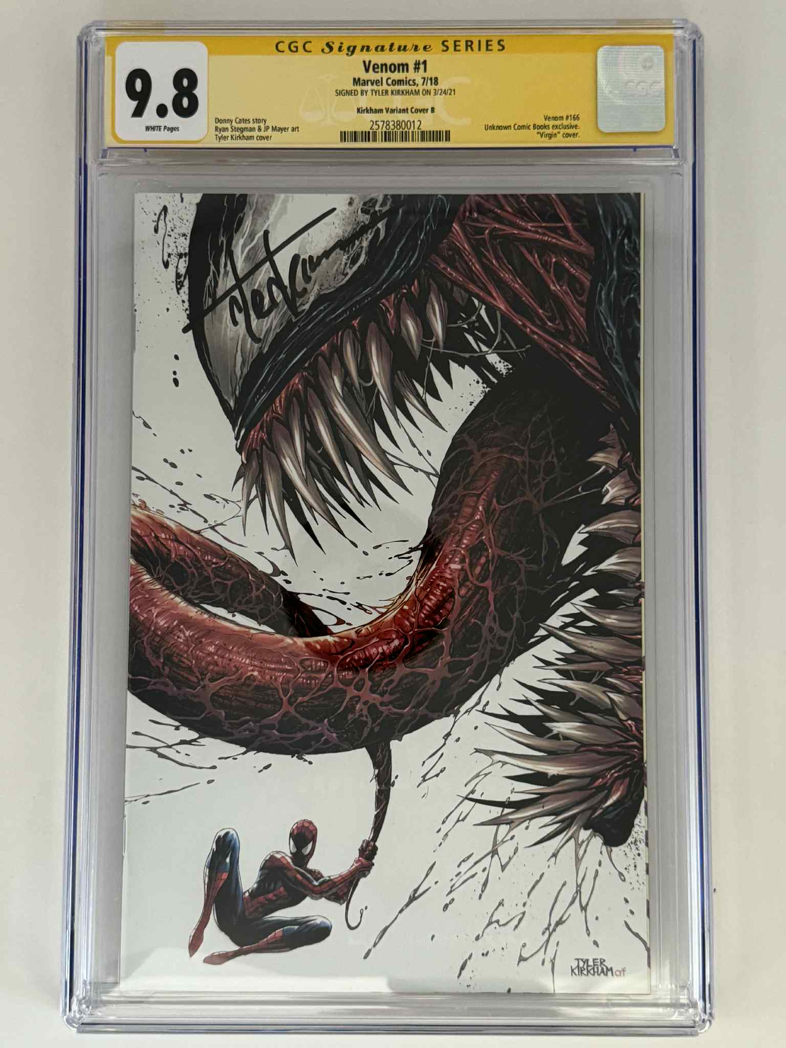 [Signed by Tyler Kirkham] Venom #1 CGC 9.8 Yellow Label Tyler Kirkham Exclusive Var Main image