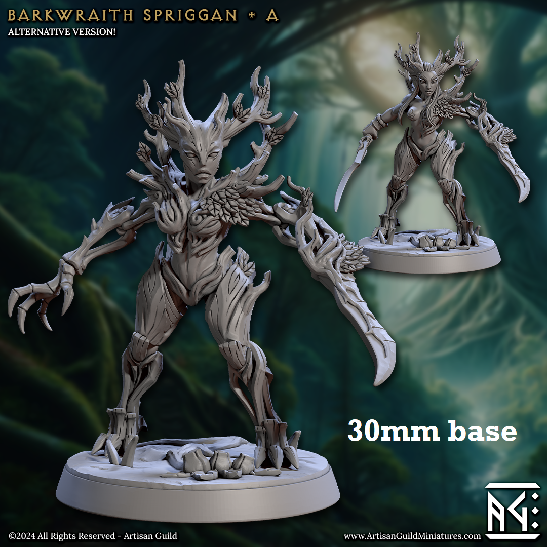 Barkwraith Spriggan: Sculpt A (Female Treefolk Warrior)