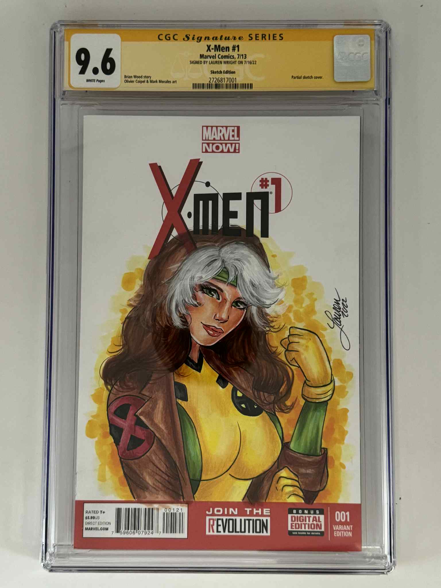 [Signed & Sketch by Lauren Wright] X-Men #1 CGC 9.6 Yellow Label Exclusive Sketch Var Main image