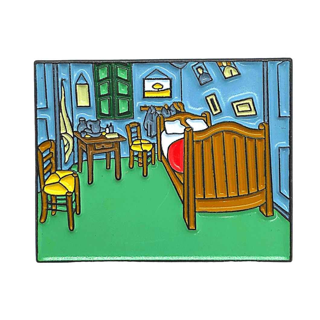 Bedroom in Arles by Vincent van Gogh Enamel Pin - Today is Art Day