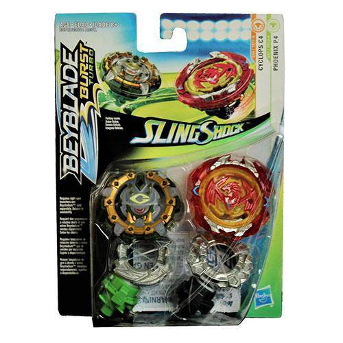 Beyblade Burst Turbo Slingshock Dual Pack - Choose your Beyblade Cyclops C4 & Phoenix P4