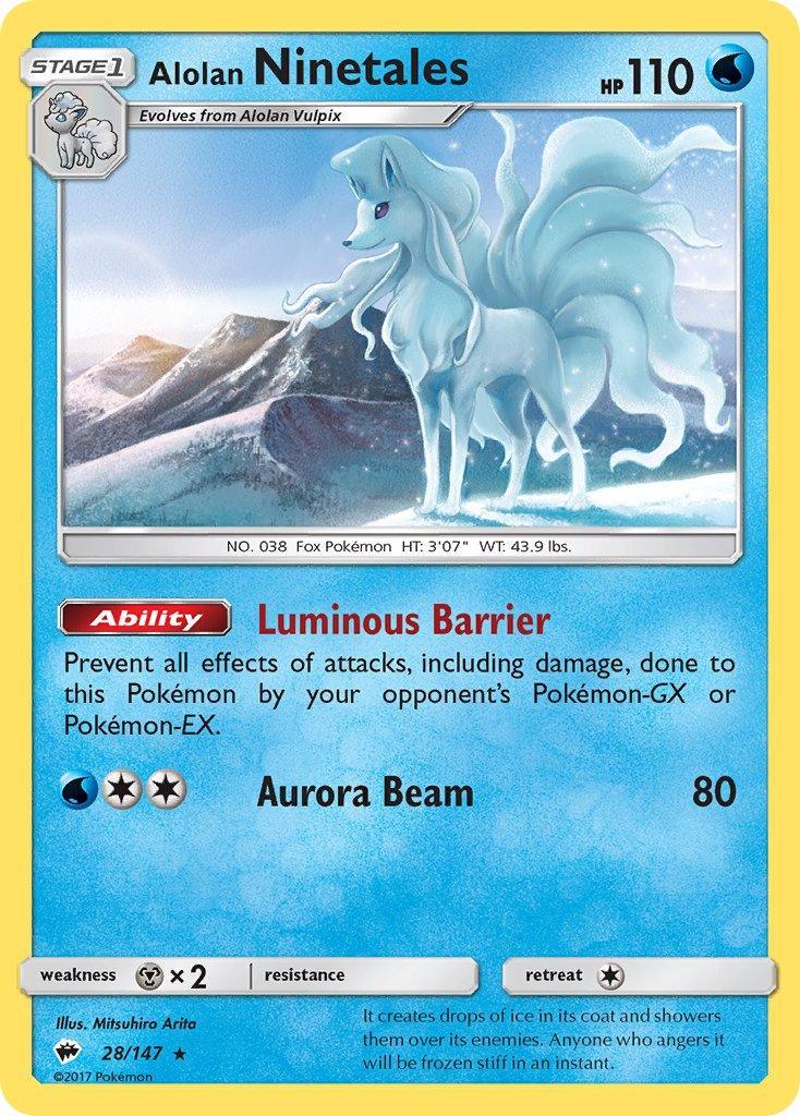 Alolan Ninetales (28/147) (Cracked Ice Holo) (Theme Deck Exclusive) [Sun & Moon: Burning Shadows] Main image