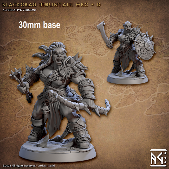 Blackcrag Mountain Orc - Sculpt Option D (Female Orc Barbarian) Hover Image