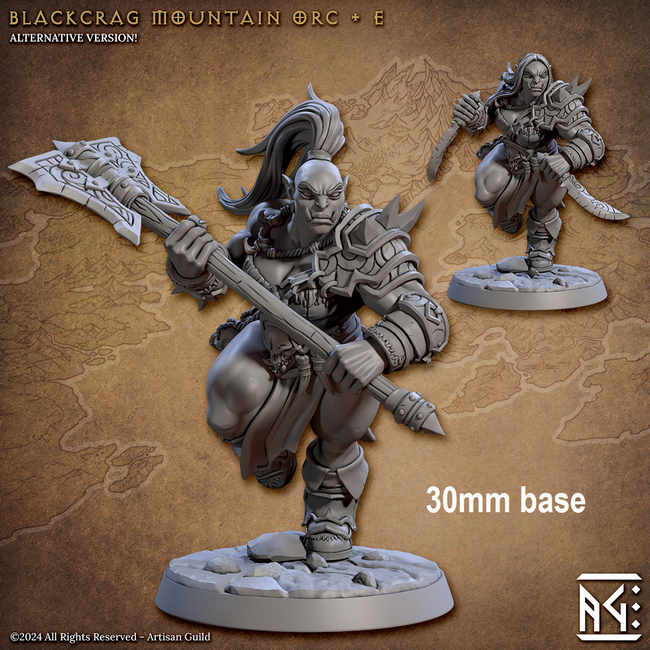 Blackcrag Mountain Orc - Sculpt Option E (Female Orc Barbarian) Hover Image