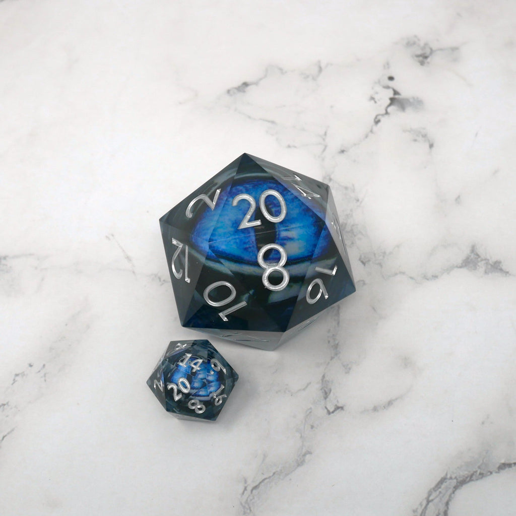Blue Slaadi's Eye - Giant D20 Moving Eye DnD Dice | Acrylic RPG Gaming Dice - Collectors World Toys