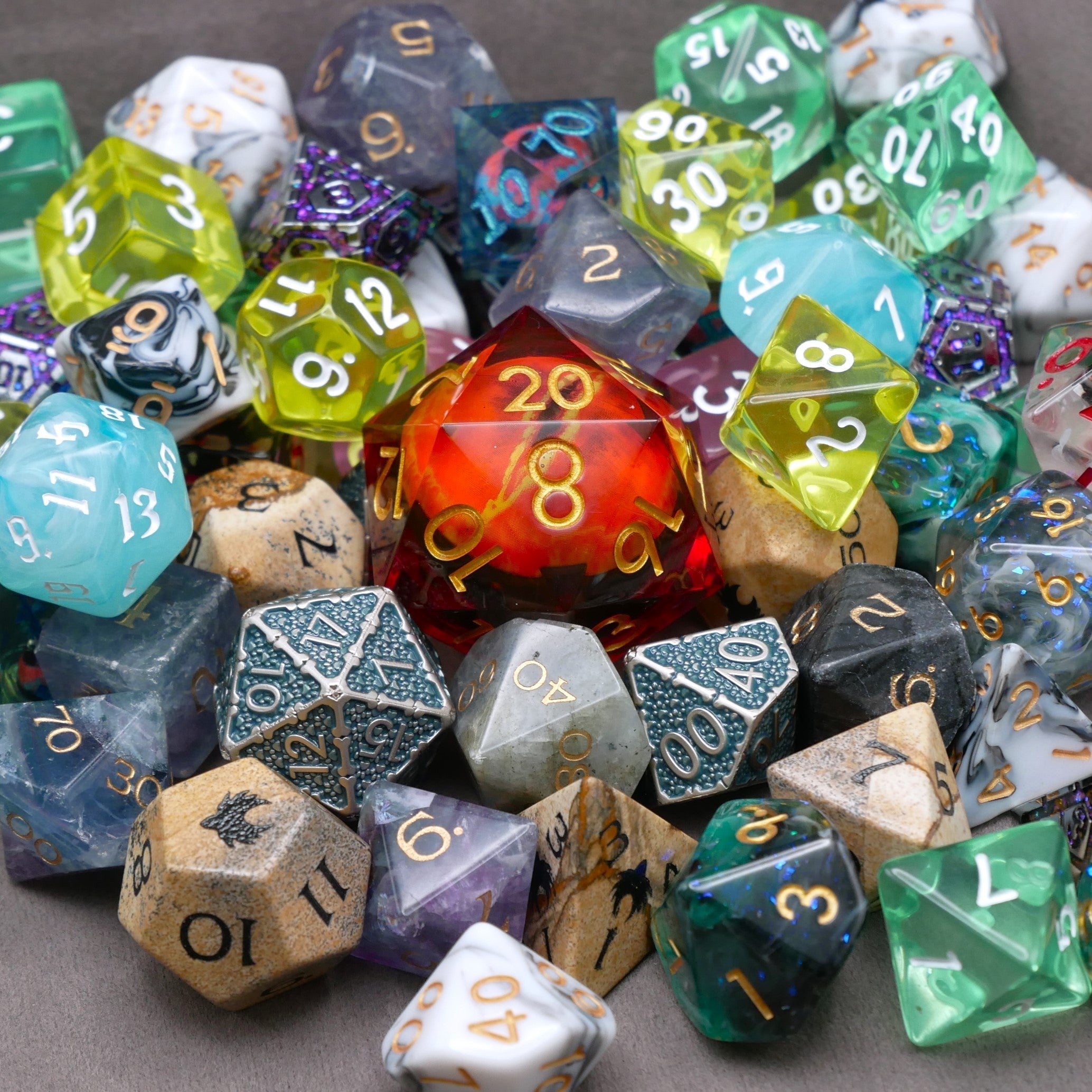 Mystery Hoard - 10 Dice Set Bundle + 1 RPG Accessory - Collectors World Toys