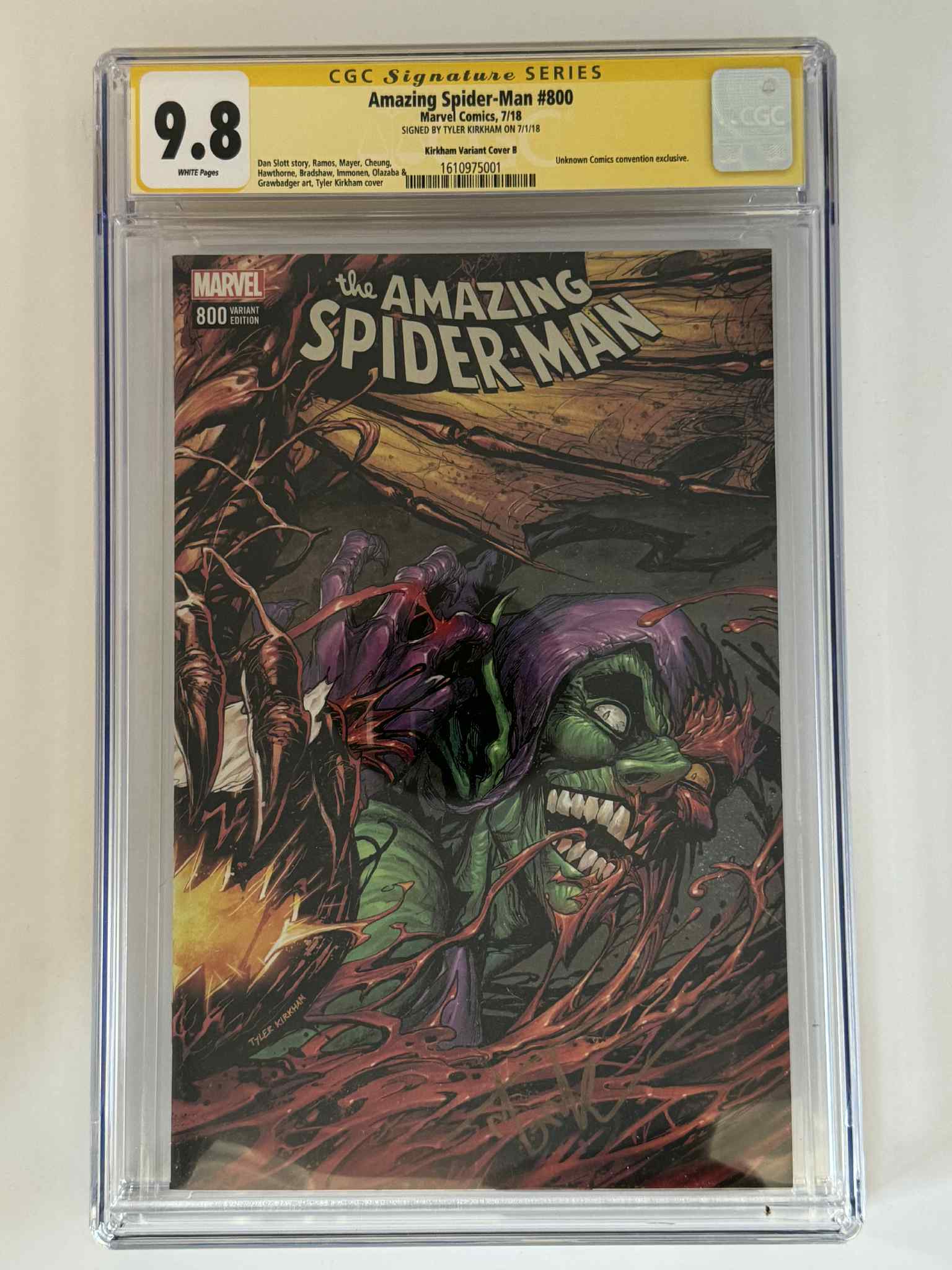 [Signed by Tyler Kirkham] Amazing Spider-Man #800 CGC 9.8 Yellow Label Exclusive Var Main image